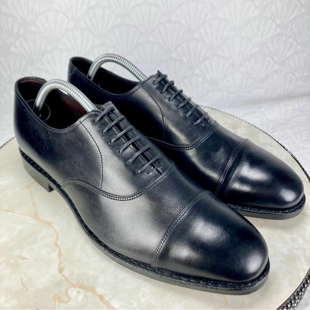 Allen Edmonds Hopkinson Mens Size 9.5 Black Leather Cap Toe Oxford Dress Shoes - Picture 2 of 11